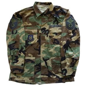 United States Military US Army Air Force Military fatigues Camo Button Up  Large